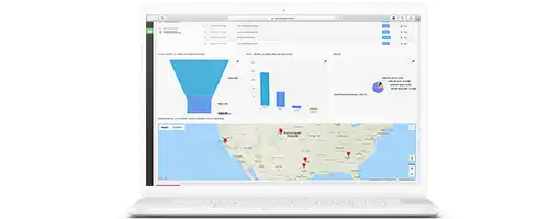 Location-based Digital Coupon statistics overview in a laptop.